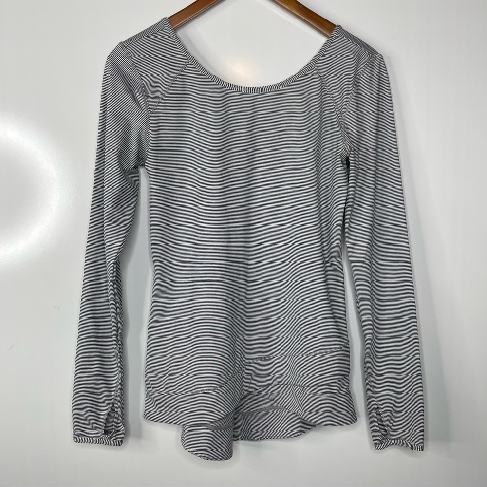 Zella Scoop‎ Back Striped Activewear Long Sleeve Top Small